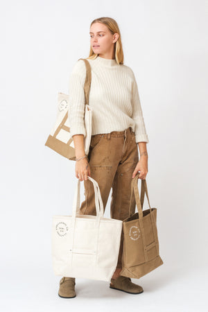 Market Tote in Natural & Khaki