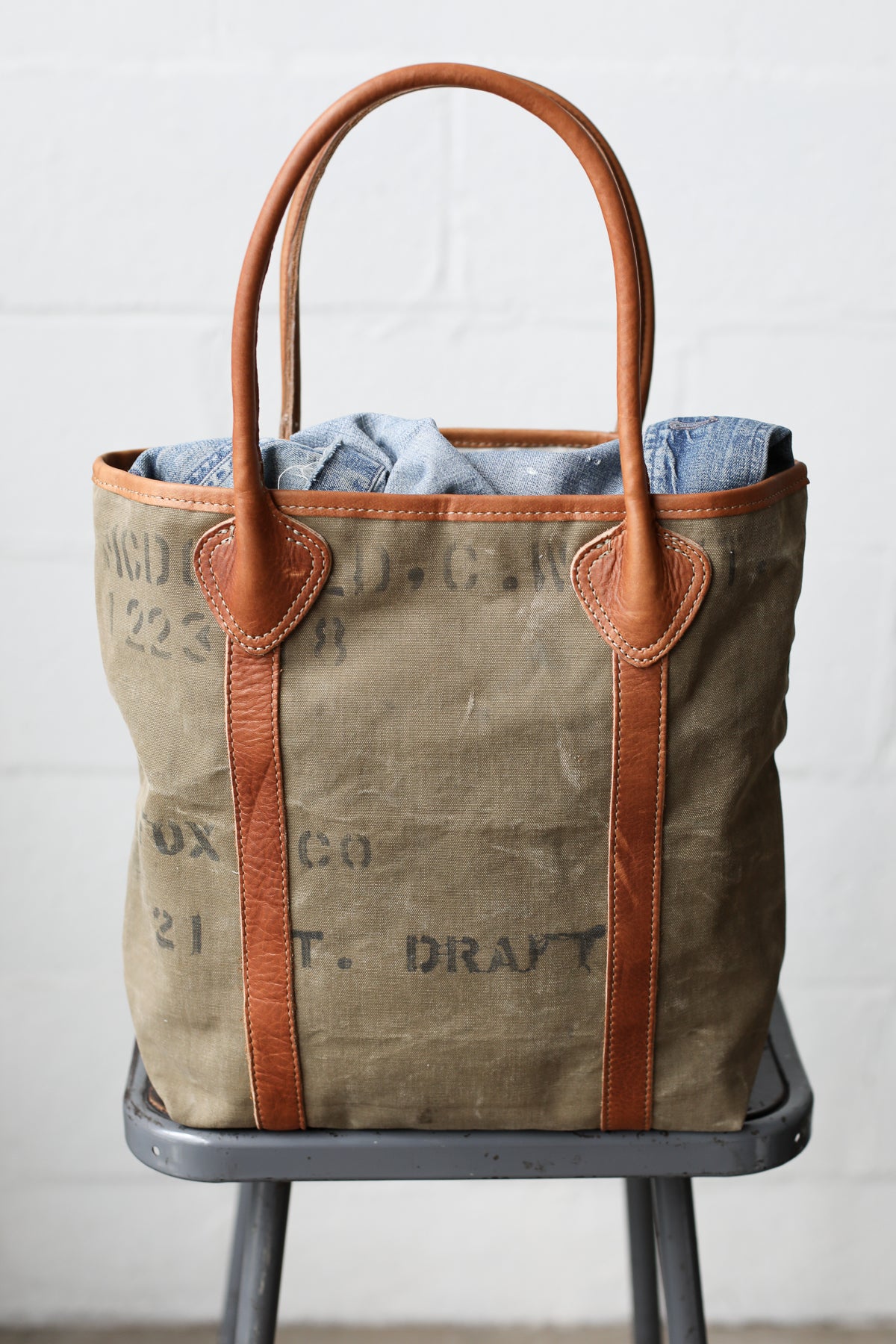 WWII era Salvaged Canvas Tote Bag