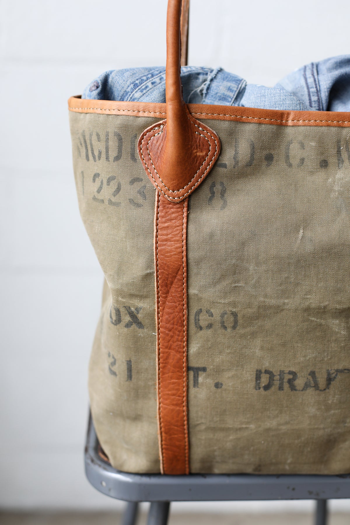 WWII era Salvaged Canvas Tote Bag