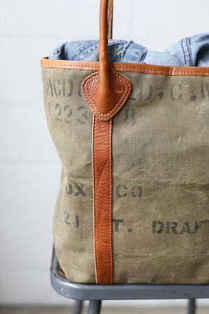 WWII era Salvaged Canvas Tote Bag