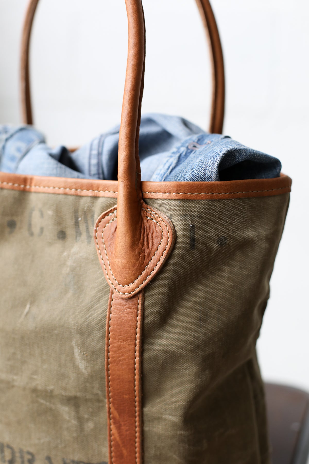 WWII era Salvaged Canvas Tote Bag