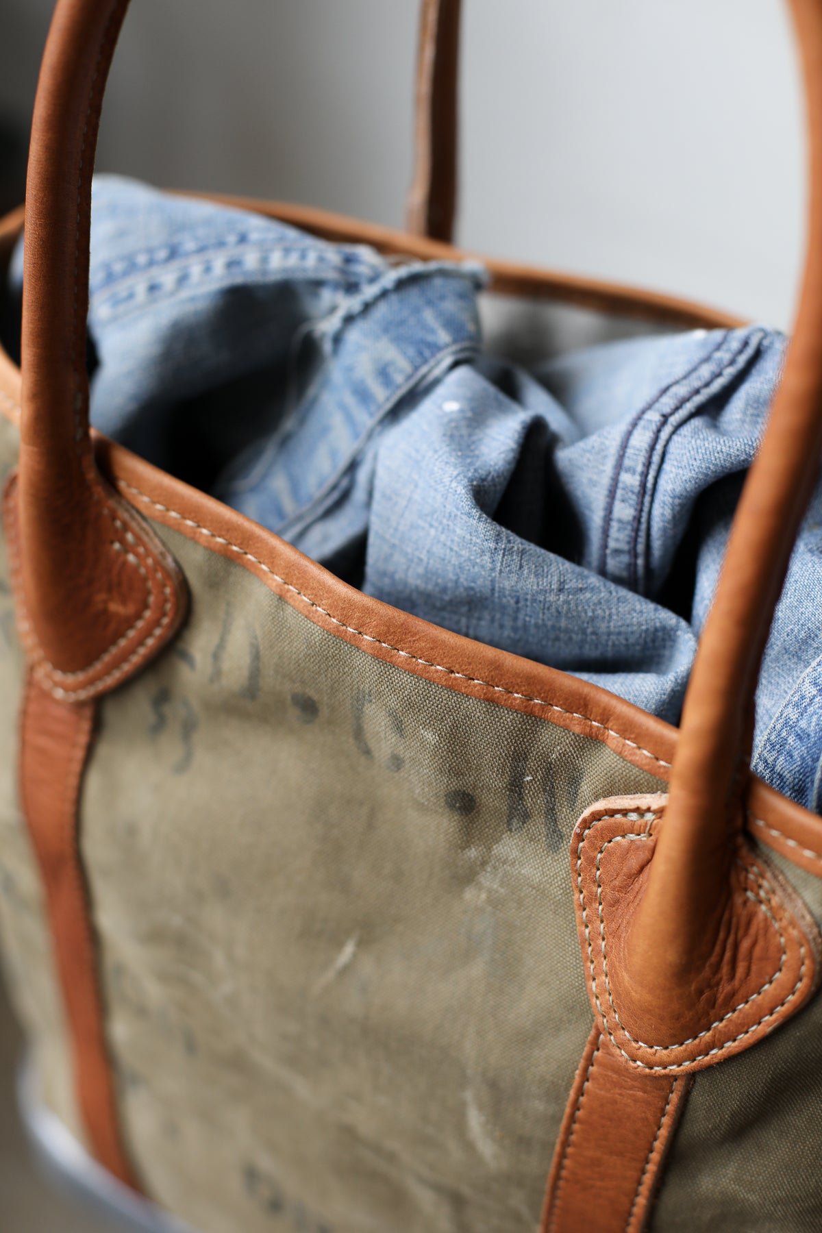WWII era Salvaged Canvas Tote Bag