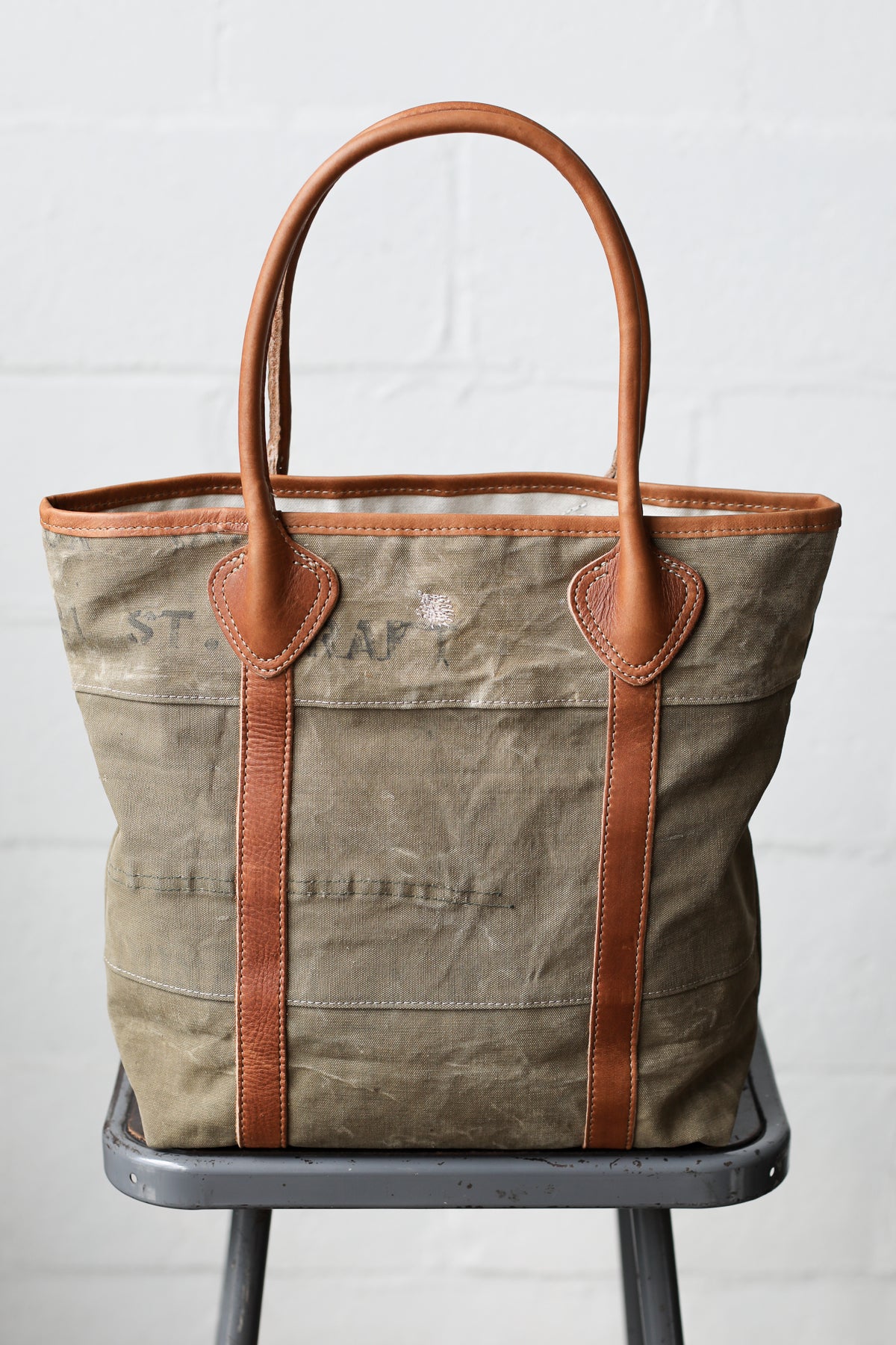WWII era Salvaged Canvas Tote Bag
