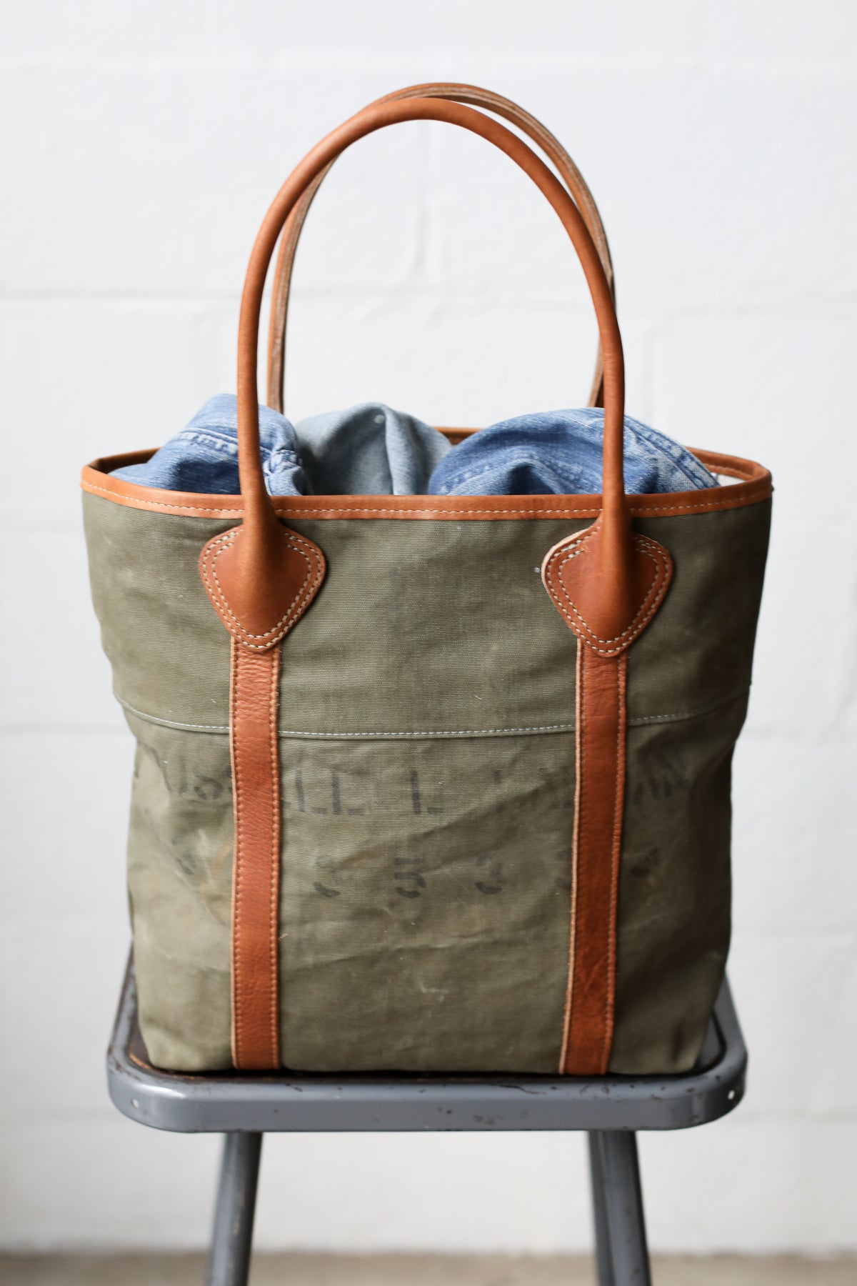 WWII era Salvaged Canvas Tote Bag