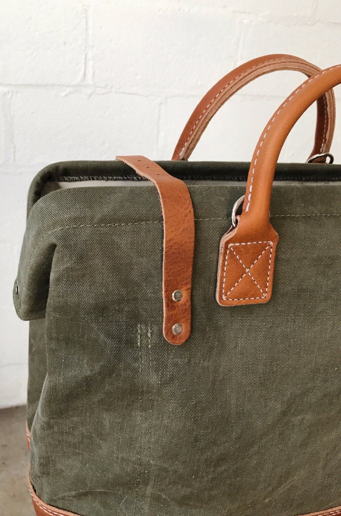 WWII era Salvaged Canvas Carryall