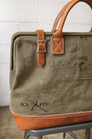 WWII era Salvaged Canvas Carryall