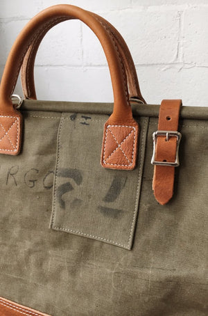 WWII era Salvaged Canvas Carryall