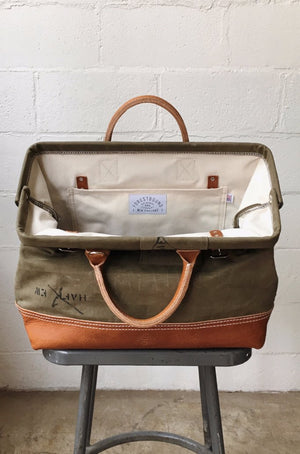 WWII era Salvaged Canvas Carryall