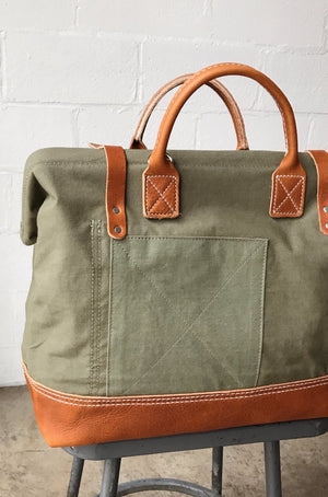 WWII era Salvaged Canvas Carryall