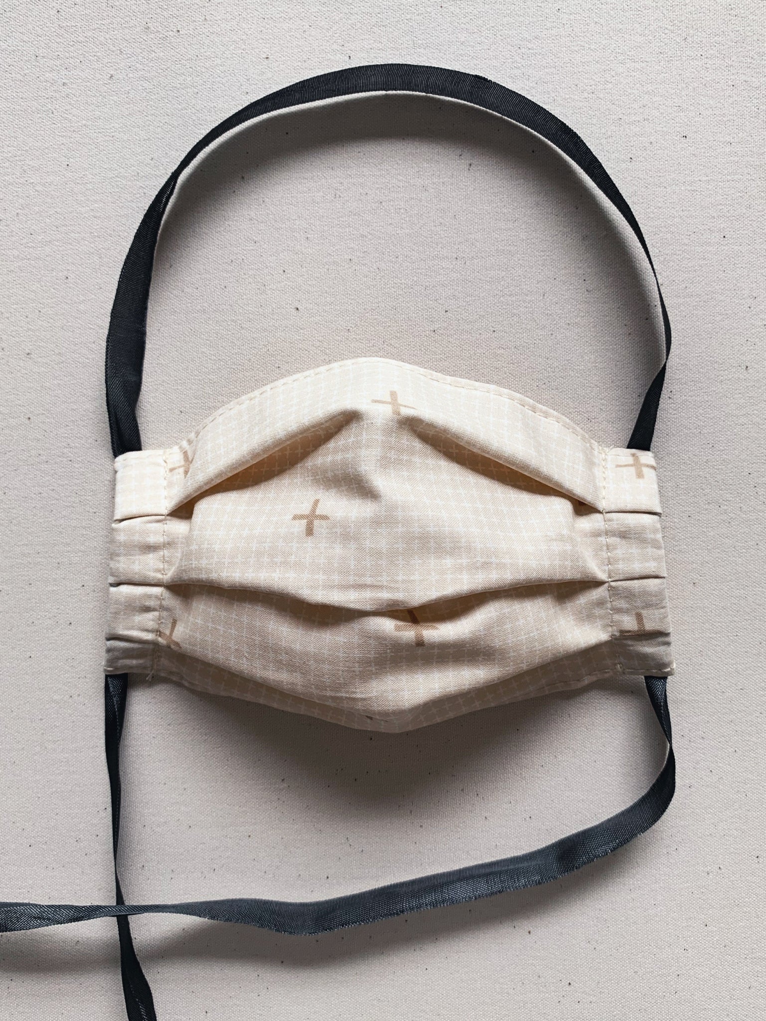 Fabric Face Mask - Beige Check