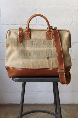 WWII era Salvaged Canvas Carryall
