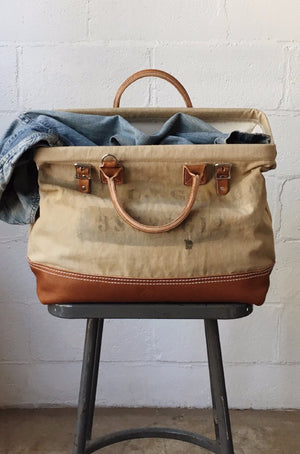 WWII era Salvaged Canvas Carryall