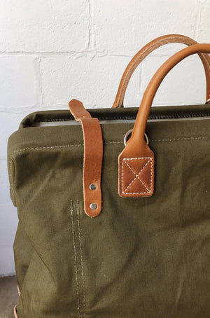 WWII era Salvaged Canvas Carryall