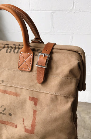 WWII era Salvaged Canvas Carryall