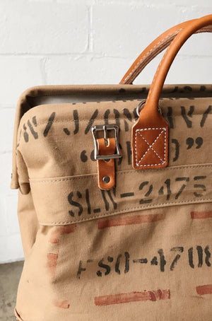 WWII era Salvaged Canvas Carryall