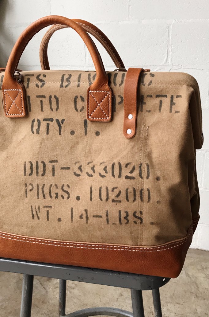 WWII era Salvaged Canvas Carryall