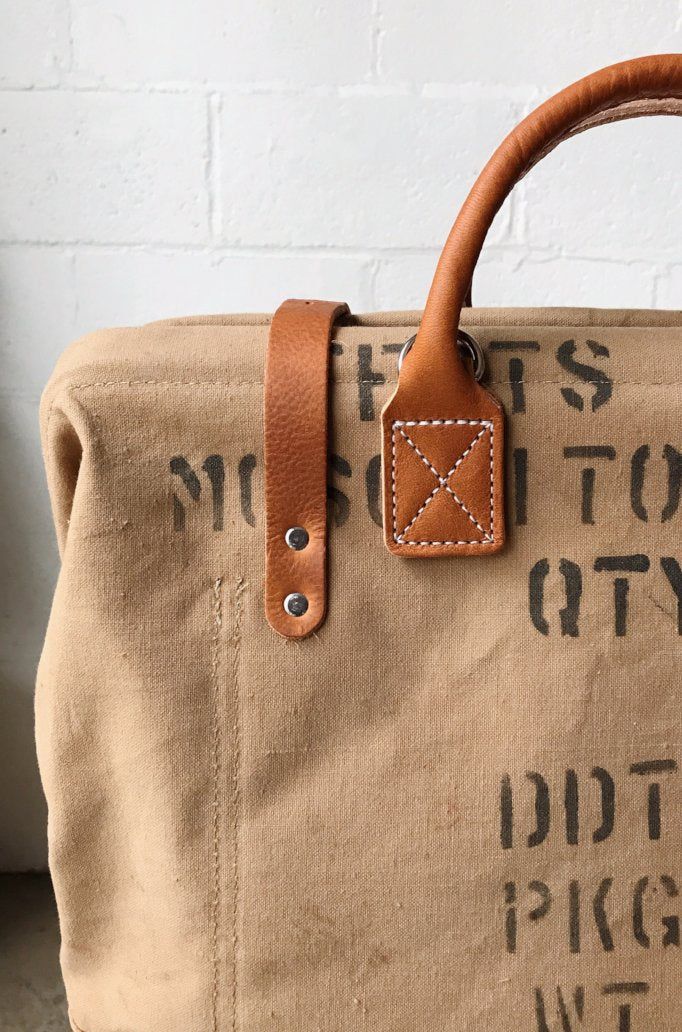 WWII era Salvaged Canvas Carryall