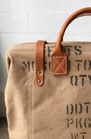 WWII era Salvaged Canvas Carryall
