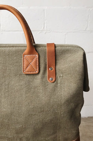 WWII era Salvaged Canvas & Work Apron Carryall