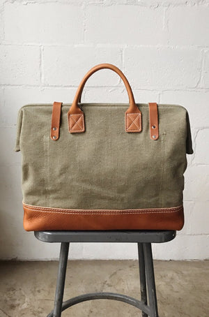WWII era Salvaged Canvas & Work Apron Carryall