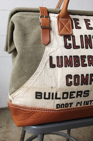WWII era Salvaged Canvas & Work Apron Carryall