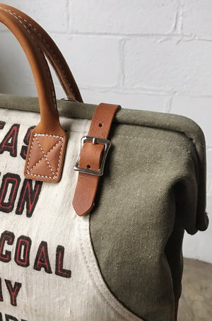 WWII era Salvaged Canvas & Work Apron Carryall