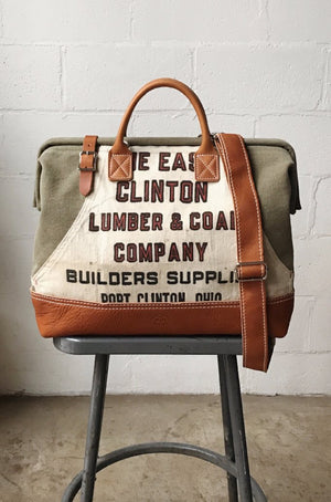 WWII era Salvaged Canvas & Work Apron Carryall
