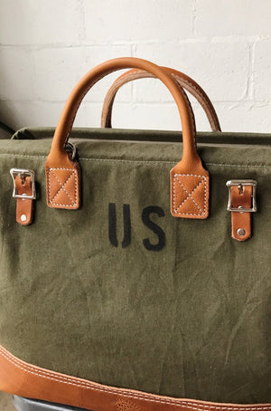WWII era Salvaged Canvas Carryall