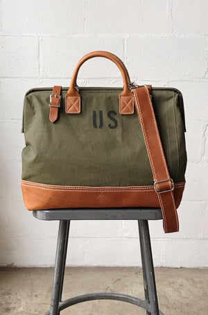 WWII era Salvaged Canvas Carryall