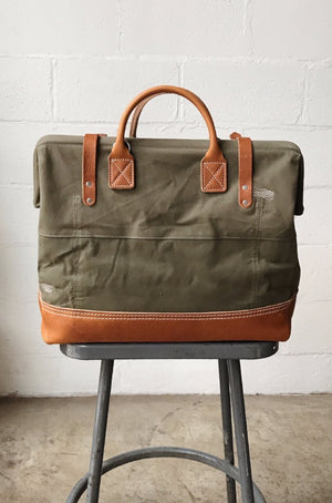 WWII era Salvaged Canvas Carryall
