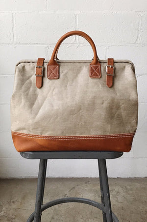 1930's era Salvaged Linen Carryall