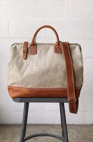 1930's era Salvaged Linen Carryall
