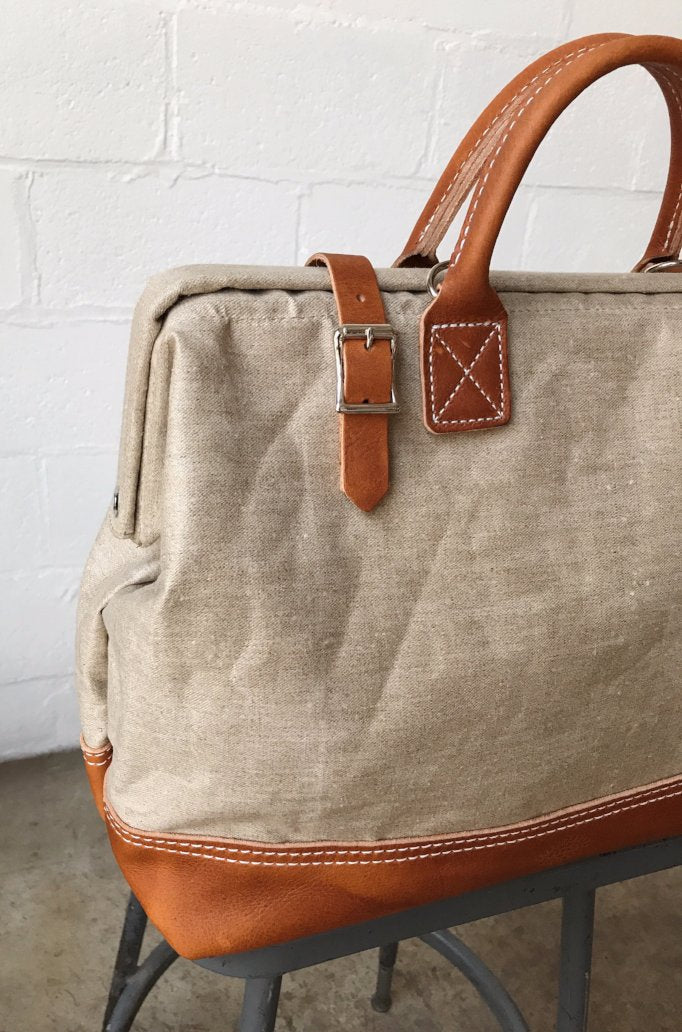 1930's era Salvaged Linen Carryall
