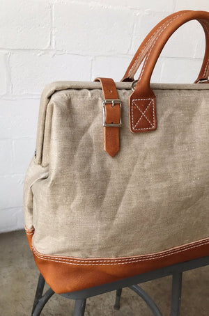 1930's era Salvaged Linen Carryall