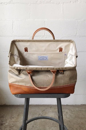 1930's era Salvaged Linen Carryall