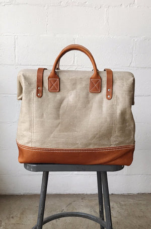 1930's era Salvaged Linen Carryall