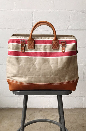 1930's era Salvaged Linen Carryall