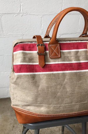 1930's era Salvaged Linen Carryall