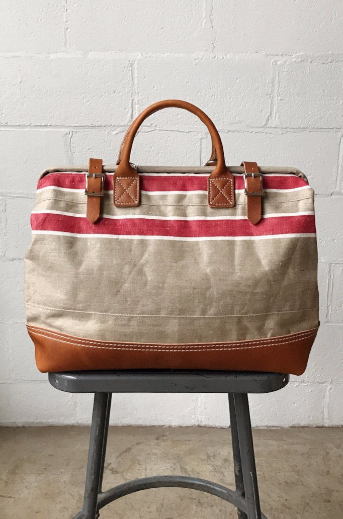 1930's era Salvaged Linen Carryall