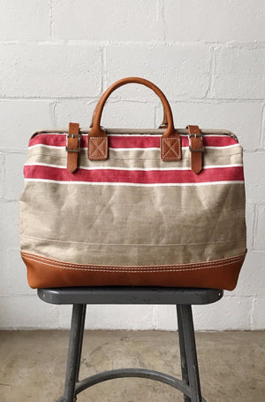 1930's era Salvaged Linen Carryall