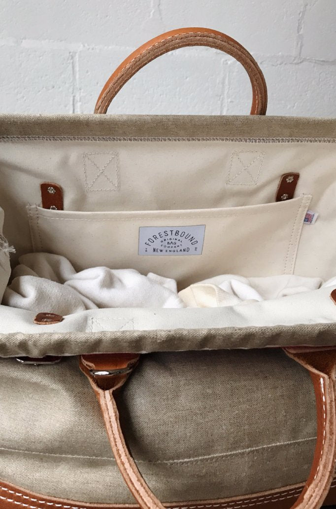 1930's era Salvaged Linen Carryall