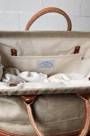 1930's era Salvaged Linen Carryall