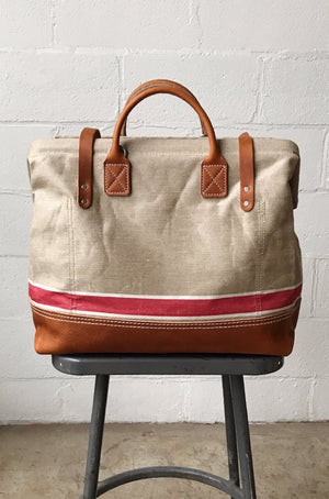 1930's era Salvaged Linen Carryall