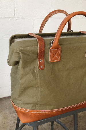 WWII era Salvaged Canvas Carryall