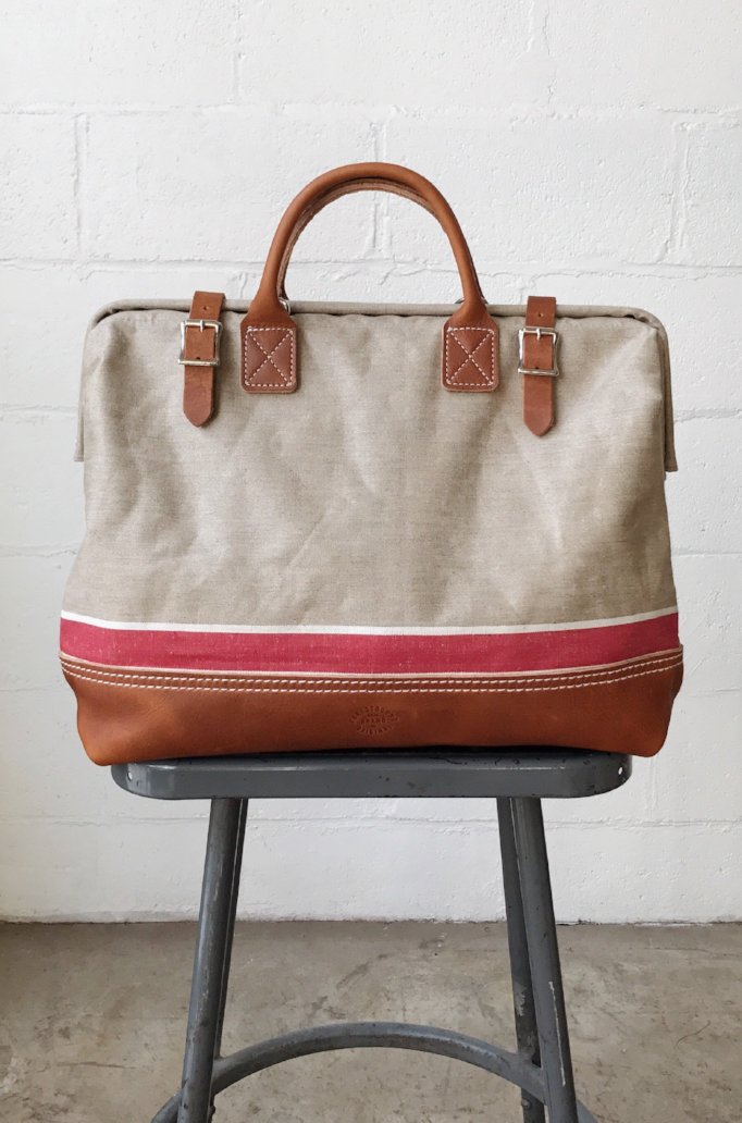 1930's era Salvaged Linen Carryall