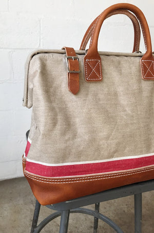 1930's era Salvaged Linen Carryall