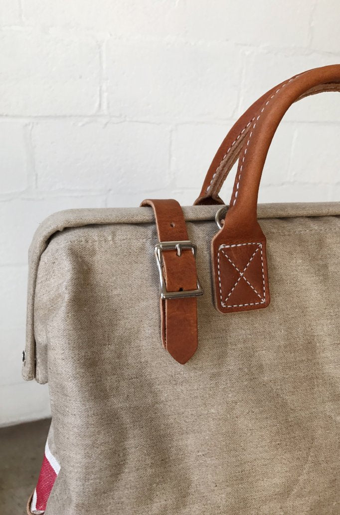 1930's era Salvaged Linen Carryall