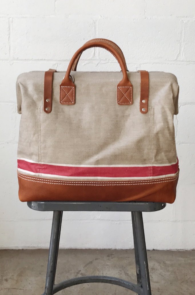 1930's era Salvaged Linen Carryall