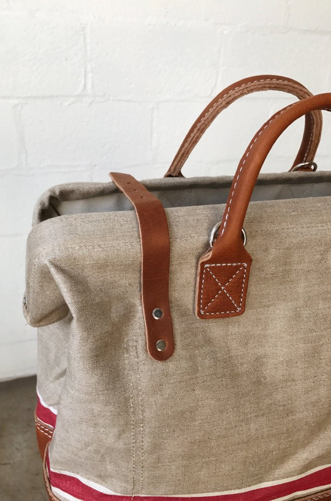 1930's era Salvaged Linen Carryall