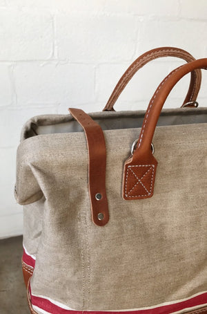 1930's era Salvaged Linen Carryall